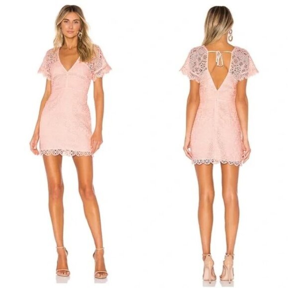 Lovers + Friends Marni Guipere Floral Lace Mini Dress Blush Pink Medium - Picture 1 of 12